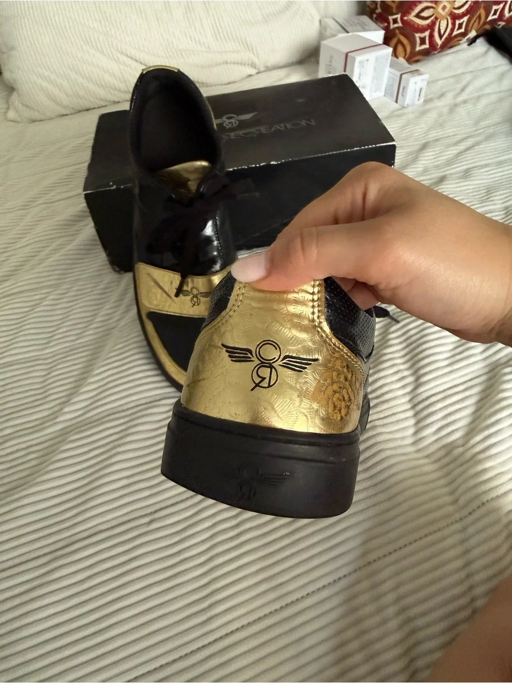 Creative Recreation Cesario Lo Men's Sneakers SZ 12 Black Metallic Gold With Box